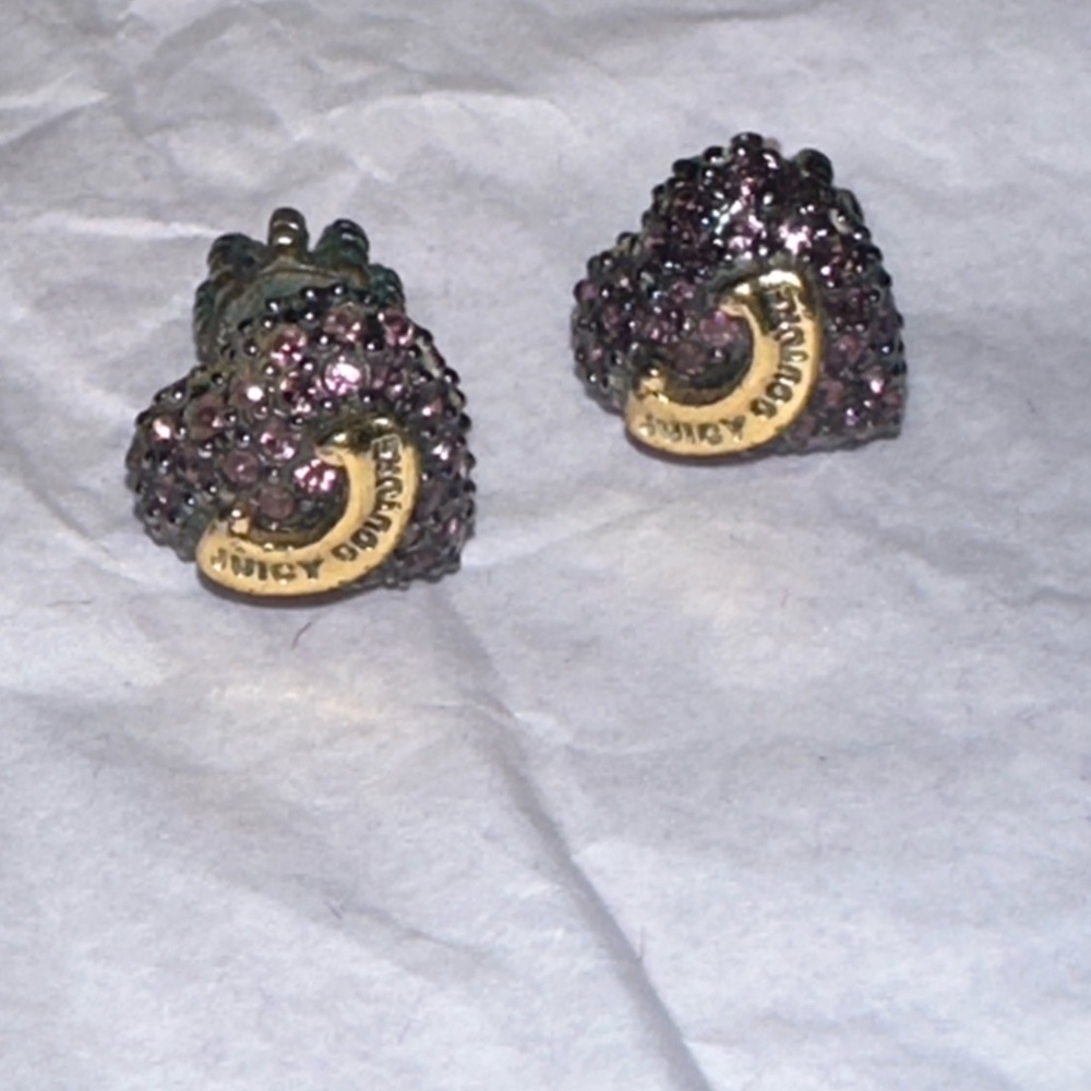 Juicy Couture Pink Heart Earrings with Gold Accents